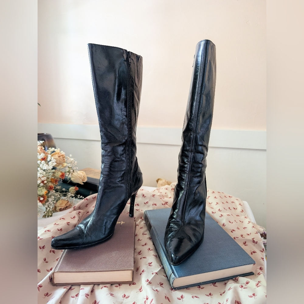 Charles David Black Heeled Boots